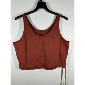 Nike Tank Top Womens XL Rust Brown Crop Drawstring Hem Athletic Shirt Casual